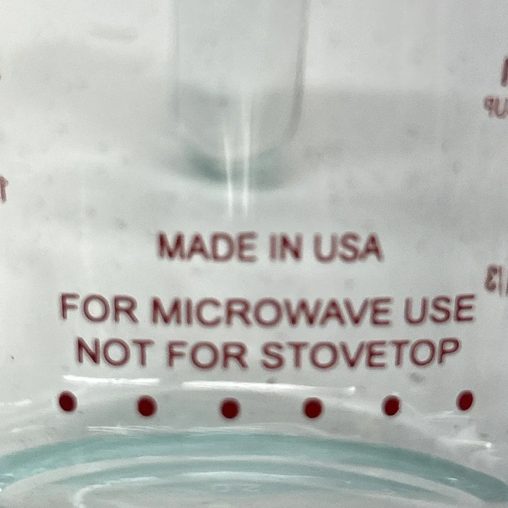 Pyrex 2 Cup 16 oz Glass Red Letter Measuring‎ Cup Open End Handle USA